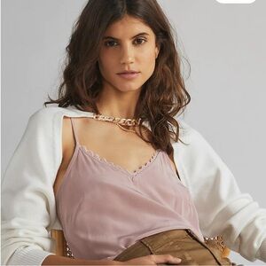 Maeve Elegant ivory/off white
 Sweater with Chain Detail,Gently Used,one size